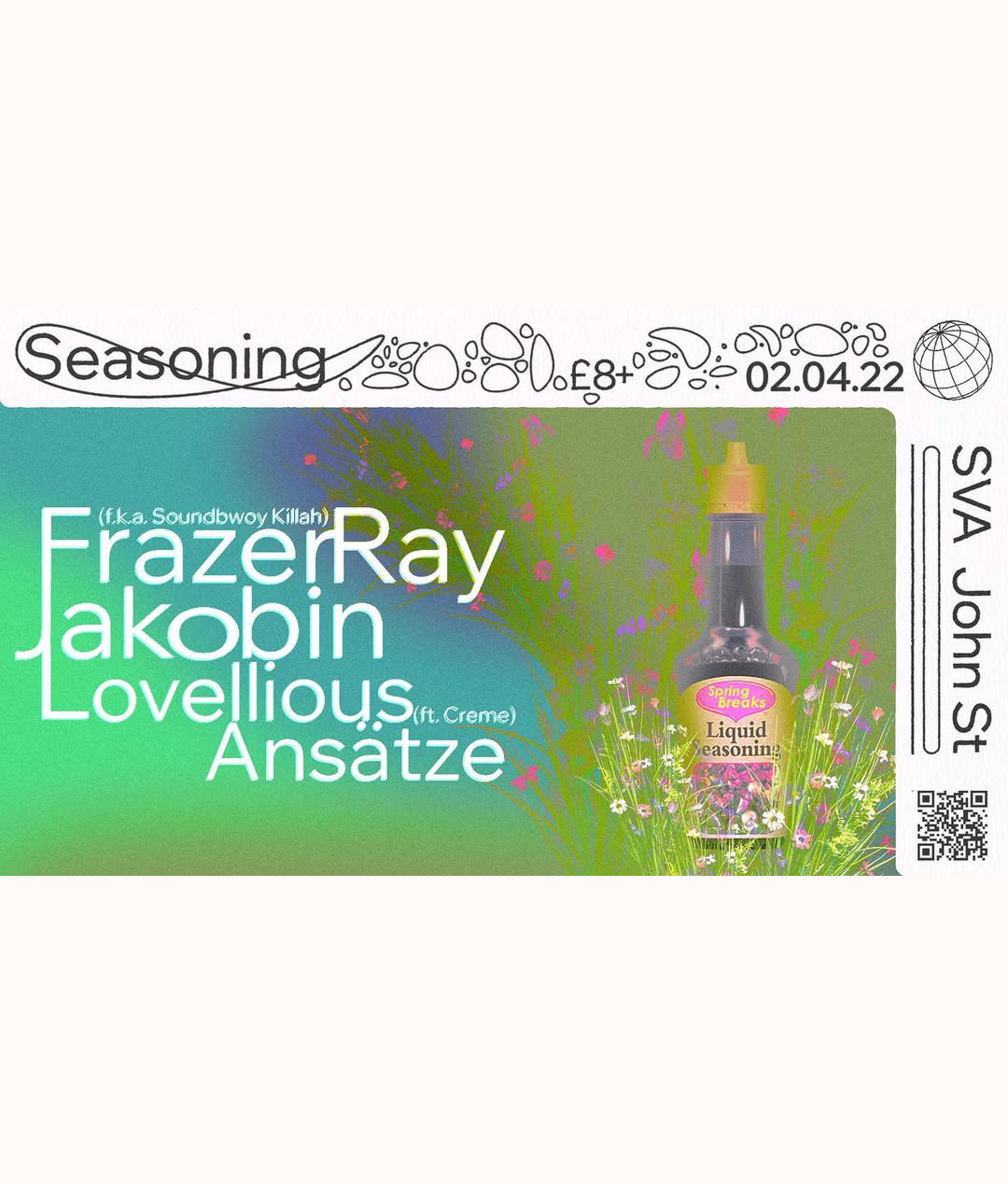 Poster for Seasoning event on 02.04.2022 at SVA in Stroud