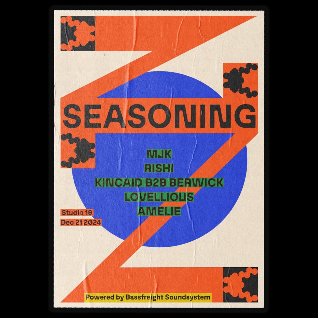 Poster for Seasoning event on 21.12.2024 at Studio 18 in Stroud