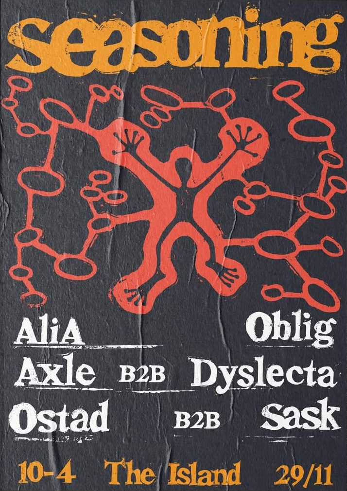 Poster for Seasoning event on 29.11.2025 at The Island in Bristol
