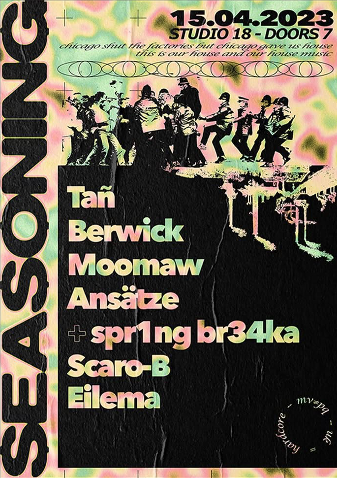 Poster for Seasoning event on 15.04.2023 at Studio 18 in Stroud